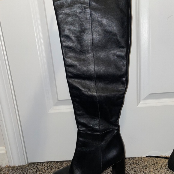 Zara knee high black block heel boots with zipper Womens size 41 (9.5-10 US) - Picture 12 of 13